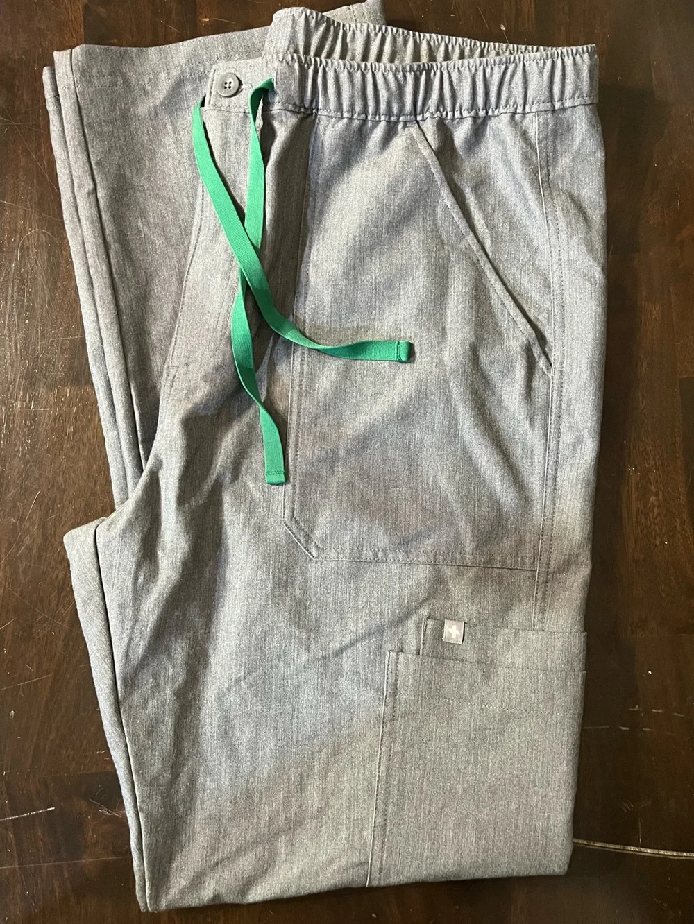 Figs Cairo Cargo Straight Leg Scrub Pants, Technical Collection, Grey, Sz XL